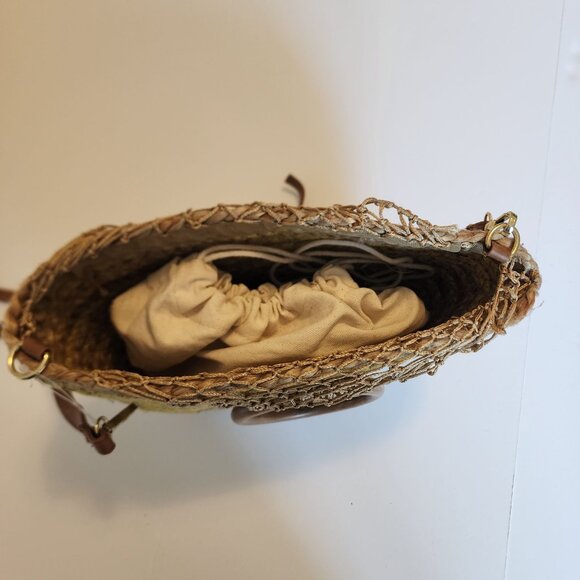 Woven Stripe Crossbody Bag With Drawstring Lining & Top Handle - Picture 12 of 14